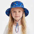 thumbnail image 2 of Zanarzt Newborn Hats Baby Sun Hat Kids Summer UPF 50+ Toddler Bucket Hat Wide Brim Beach Hats for Boys Girls 3-6 Years,Dark Blue, 2 of 5