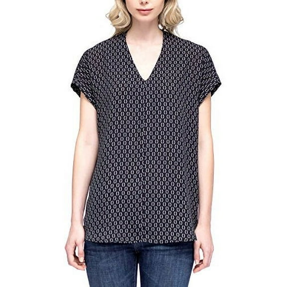 Pleione Sleeveless Button Down Henley Blouse Print Shirt with Front Chest Pocket