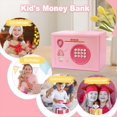 thumbnail image 2 of Alcancía para Niños, Caja de Ahorro de Dinero con Contraseña y Huella Dactilar, Cajero Automático Seguro para Monedas, Regalo de Cumpleaños, Color Rosa, 2 of 6