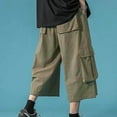 thumbnail image 7 of XDZJLR Men Shorts Denim with Pockets Oversize Knee Length Fashion Leisure Loose Straight Short Green M, 7 of 7