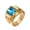 Gold-Light Blue, variant on Chunky Plated Gold Signet Ring for Men Stainless Steel Vintage Royal Statement with Side Crest Engraving Retro Heavy Biker Plated Gold-Green Size 10