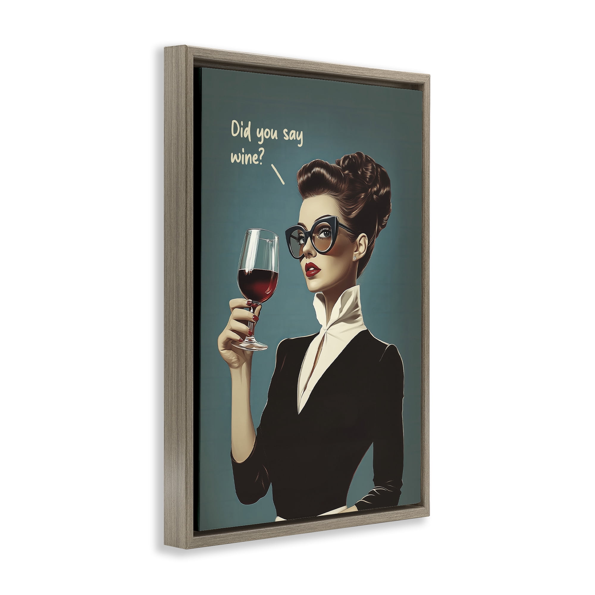 Stupell Industries Did You Say Wine Brown Framed Floater Canvas Wall Art, design by Andreas Magnusson
