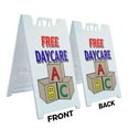 thumbnail image 2 of A-frame Sidewalk Free Daycare 24" x 36" Double Sided A-Frame Sidewalk Sign, Includes 2 Installed Vinyl Decals | Foldable Portable White Signicade Sandwich Board Signs, 2 of 5