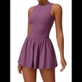 thumbnail image 3 of Vestido de Golf y Tenis para Mujer con Sujetador Incorporado, Pantalones Cortos con Cremallera, Corte Entallado, Falda Deportiva con Bolsillos Púrpura XL, 3 of 10