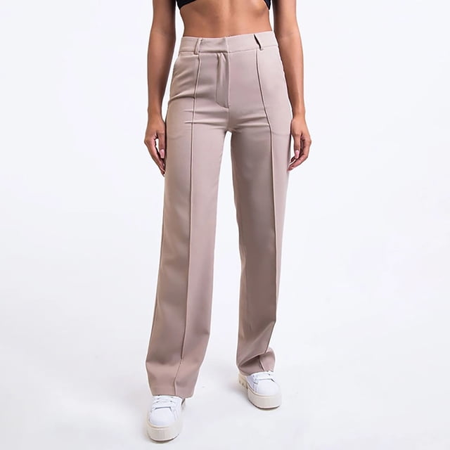 WILLBEST Pantalones Casuales elegantes para Mujer, de Corte Ajustado, Cintura Alta, Pierna Ancha, para Comodidad y Versatilidad Diarias. Chica