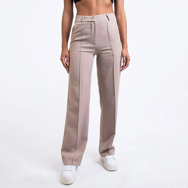 Women's Spring Autumn Casual Pants High Waist Straight Leg Slim Fit Trousers  New