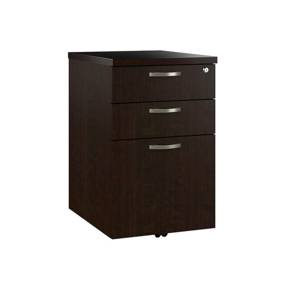 Office in an Hour 3 Drawer Mobile File Cabinet in Mocha Cherry - Engineered Wood