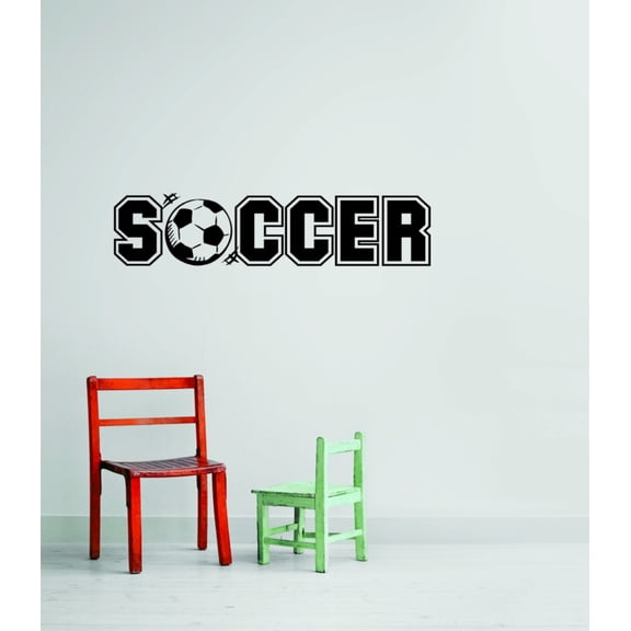 Custom Wall Decal Soccer Sign Kids Boys Girls Sports Art With Soccer Ball Picture Wall Decal Sticker 12 X 36 Inches