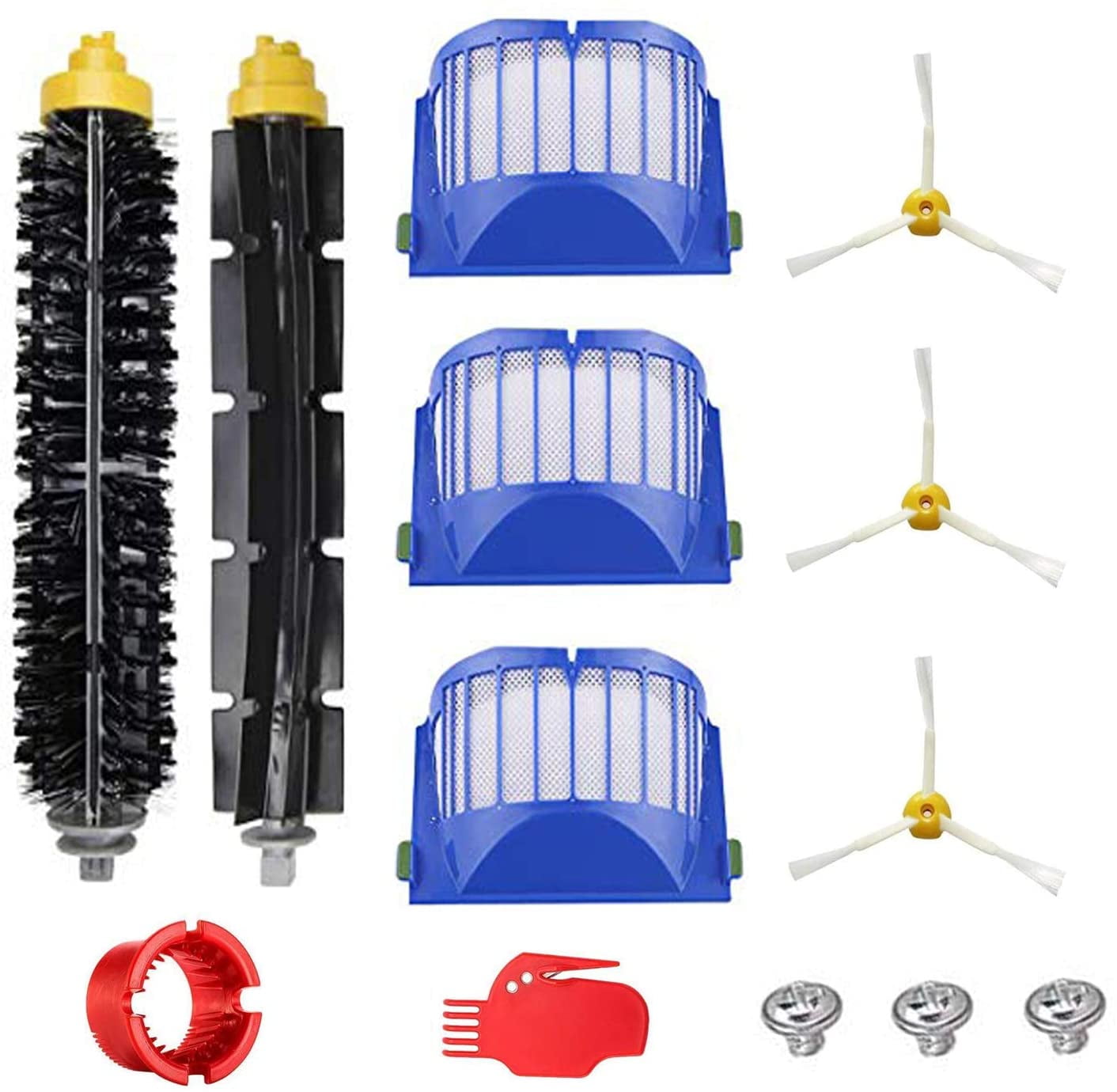 Replacement Filters Brushes Screws Kit for IRobot Roomba 600 614 650 660 675 680 690 Vacuum Including Filter/Cleaning Brush/Cleaning Bucket/Screws/Roller Brush/Side Brush