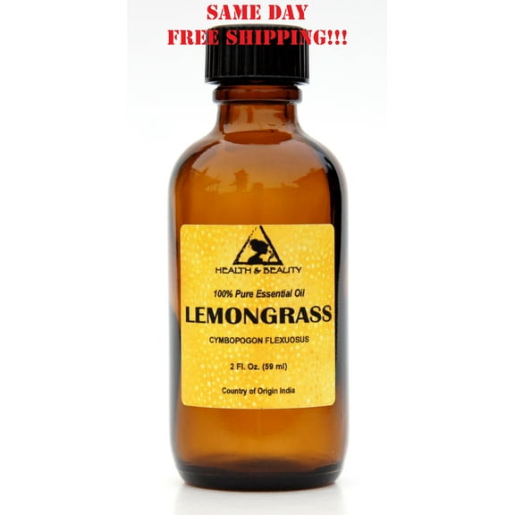 LEMONGRASS ESSENTIAL OIL AROMATHERAPY NATURAL 100% PURE GLASS BOTTLE 2 OZ, 59 ml