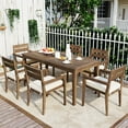 thumbnail image 2 of 7PCS Outdoor Dining Table and Chairs, Wooden Furniture Set with Rectangular Wood Table Top and Comfortable Cushions, Garden Dining Set for Patio, Balcony Or Backyard, 2 of 7