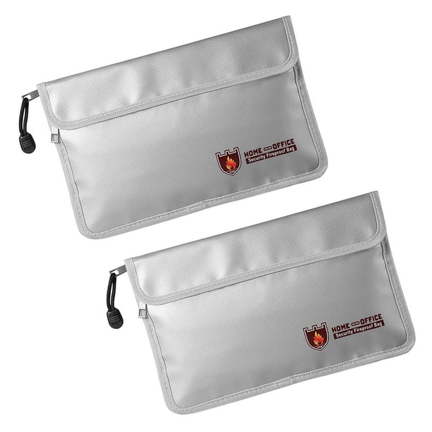 2X Bolsa de Documentos Una Prueba de Fuego, Bolsa de Dinero Impermeable E IgníFuga con Cremallera, Bolsa de Almacenamiento Segura Una Prueba de Fuego para Pasaporte, Etc.