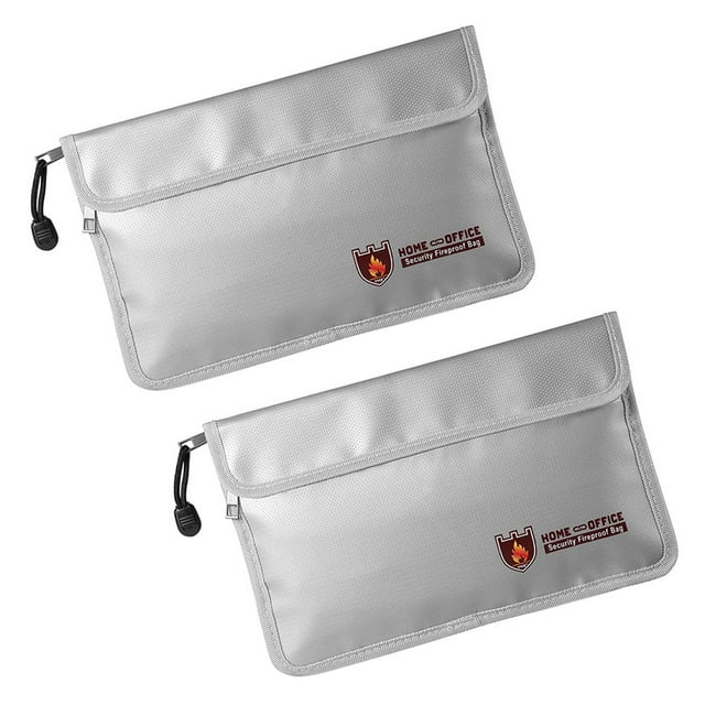 2X Fireproof Document Bag,Waterproof and Fireproof Money Bag with Zipper,Fireproof Safe Storage Pouch for Passport .,2 x Fireproof Document Bag,Grey