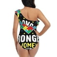 thumbnail image 5 of Sikiie I Love With Autism Print Women One Piece Swimsuits Tummy Control One Shoulder Bathing Suits Ruffle Swimwear, From S to XXL-Large, 5 of 6