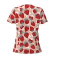 thumbnail image 4 of Naloa Red Strawberry Print T-Shirts Short Sleeve V Neck Tees for Women Fashion Tops Trendy Lightweight Soft Casual Summer Outfits Clothes, 4 of 5