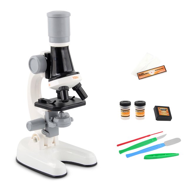Microscopio para niños, juguetes, muestras, laboratorio científico, 100x 400x 1200x, instrumento de juego de alta resolución, regalo de cumpleaños educativo, blanco sidaley FN000743-04B