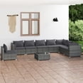 thumbnail image 1 of vidaXL 9 Piece Garden Lounge Set with Cushions Poly Rattan Grey, 1 of 5