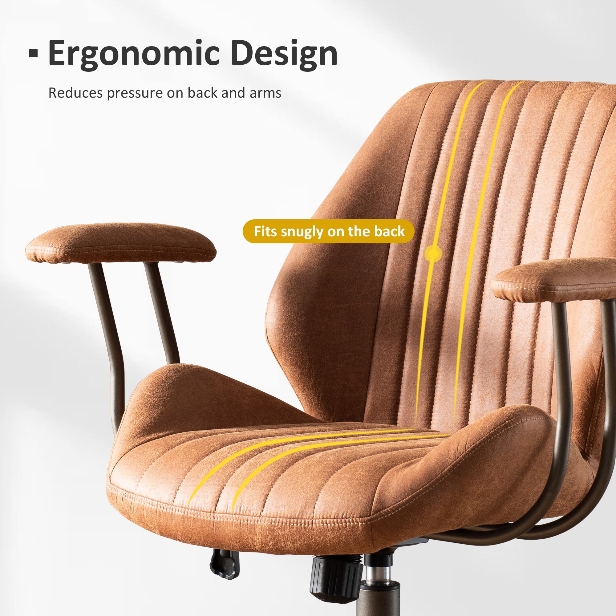Ovios Office Chair Ergonomic Height Adjustable Home Computer Chair Rolling Swivel Task Chairs with Suede Leather