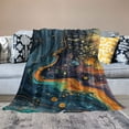 thumbnail image 2 of WERPE Gold and Blue Abstract Art Flannel Blanket Durable and Long-lasting White, 2 of 6