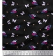 thumbnail image 1 of Soimoi Black Cotton Voile Fabric Dot & Colorful Butterfly Printed Fabric 1 Yard 42 Inch Wide, 1 of 3
