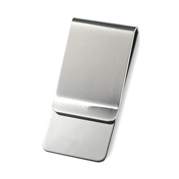 2 Piece Stainless Steel Money Clip, Silver Metal Pocket Holder for Cash and Credit Cards, TIKA