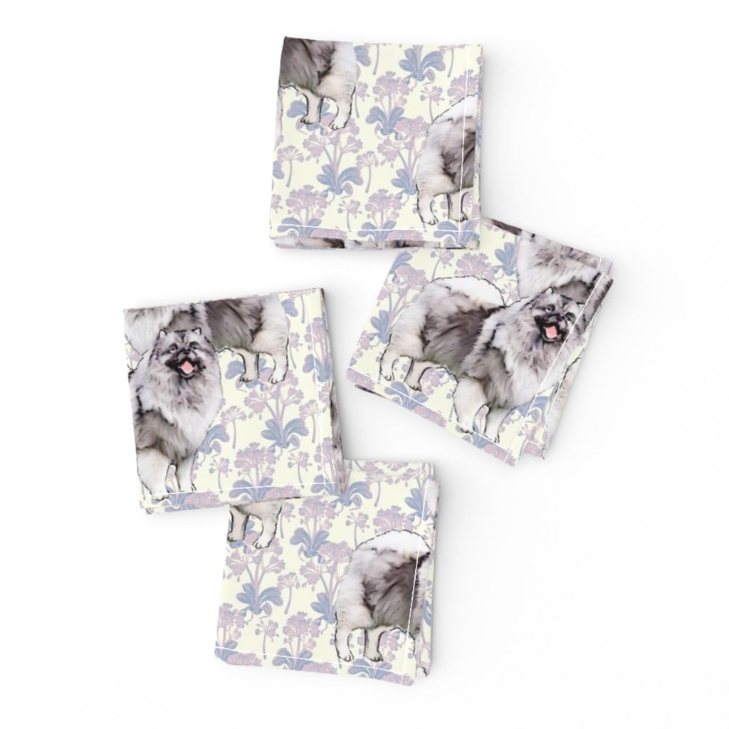 Animals Garden Dog Keeshond Pastel Cotton Dinner Napkins by Roostery Set of 2 
