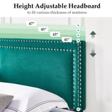 Costway Full Upholstered Platform Bed Frame – Adjustable Headboard & Footboard, Modern Green, 330lb Capacity
