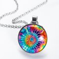 thumbnail image 2 of Tie Dye Glass Design Circular Pendant Necklace - Elegant Jewelry for Women, 2 of 5