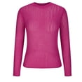 thumbnail image 6 of gakvbuo Sheer Tops For Women Sexy See Through Crew Neck Sheer Mesh Top Knitted Sweater Solid Basic Long Sleeve Loose Fit Knit Pullover Jumper Top, 6 of 6
