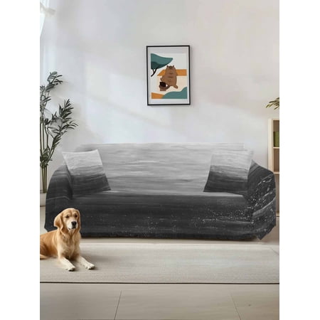 Grey Ombre Couch Cover Modern Abstract Art Ocean Oil Painting Sofa Cover Blanket for 3 Cushion Couch Sectional Sofa Slipcover Furniture Protector for Living Room Bedroom 71 x134