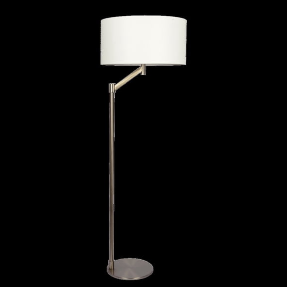 Ashcroft Furniture Serene Brushed Nickel Floor Lamp with Rotary Switch Metal Base White Linen Shade
