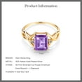 thumbnail image 5 of Gem Stone King 2.53 Cttw Purple Amethyst and White Diamond 18K Yellow Gold Plated Silver Ring for Women | Three Stone Wedding Engagement Anniversary Promise Ring for Women  | Size 7, 5 of 5