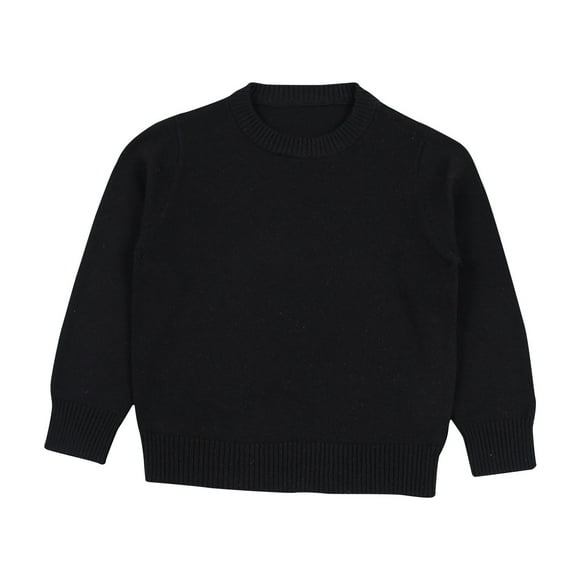 TIMIFIS Chandail Noir Automne Hiver pour Tout-Petits Garçons Filles Col Rond Tricot Torsadé Décontracté Manches Longues Chandail Mode Extensible Hauts Couleur Unie Confortable Doux, Disponible en 1 à 9T