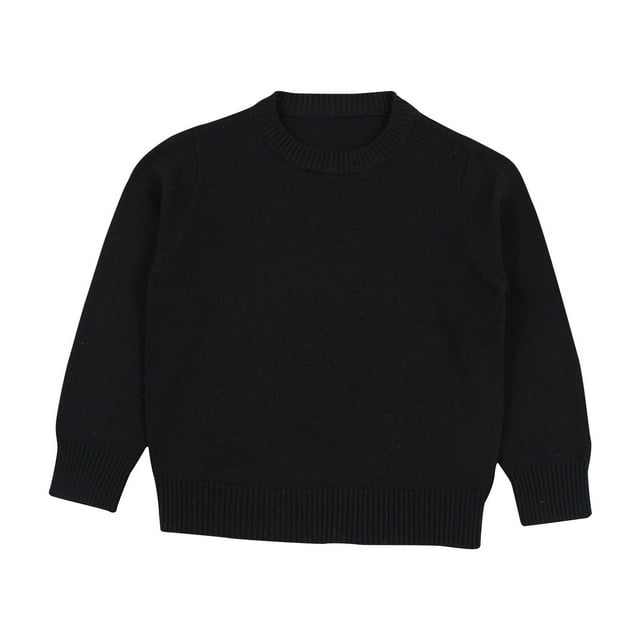 RXIRUCGD Boys And Girls Solid Color Sweater Pullover Knitted Sweater Candy Base Sweater( Black, Size:7-8 Years )
