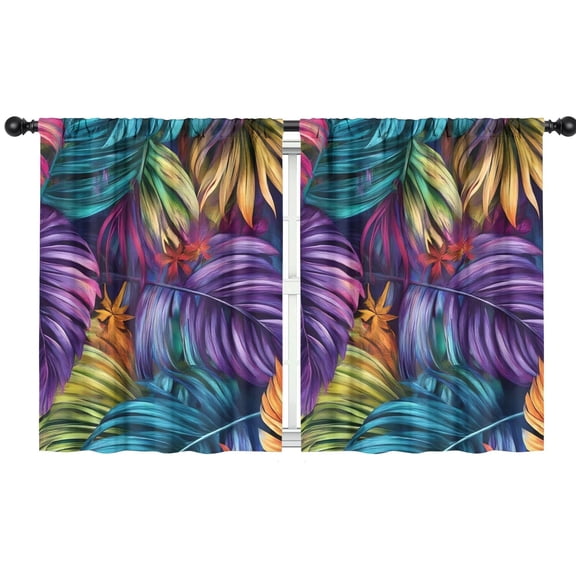 Blackout Kids Curtains,Colorful Leaf Pattern Childrens Insulated Curtains Set Of 2,Bedroom Essentials,Toddler Room Decor 42"x54"