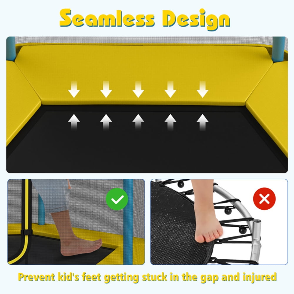 Aimee Lii 7 Feet Kids Recreational Bounce Jumper Trampoline, Outdoor Kids Trampoline, Yellow