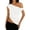 White, variant on PRETTYGARDEN Womens Summer Off The Shoulder Crop Tops Sleeveless One Shoulder Ruched Asymmetrical Y2K Going Out Tank Top