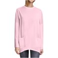 thumbnail image 1 of Plebaso Chemises à Poches pour Femmes Manches Longues Tunique Décontractée Col Rond Hauts Blouses Unies Amples Printemps Été, 1 of 7