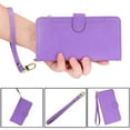 thumbnail image 3 of Elehold Zipper Wallet Case Compatible with iPhone 14 Pro (6.1 inch 2022),Premium Vegan leather+ inner Soft Slim TPU Magnetic Closure Flip Folio Stand Zipper Purse Hand Strap Case,Purple, 3 of 10