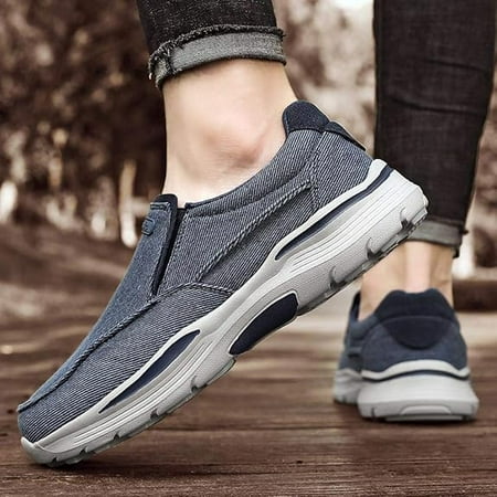 Mens Slip-On Shoes  Casual Lace-Free Walking Loafers with Arch Support  Orthopedic Shoes  Lightweight  Non-Slip  Laceless Sneakers for Walking  Working  and More