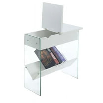 Convenience Concepts SoHo Flip Top End Table with Charging Station and Shelf, White
