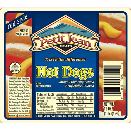Petit Jean Meats Old Style Hot Dogs, 16 Oz, 4 ct (Best Hot Dogs In Minneapolis)