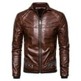 thumbnail image 2 of Kiplyki Clothes Men's Leather Vintage Steam Pocket Zipper Collar Punk Coat, 2 of 6