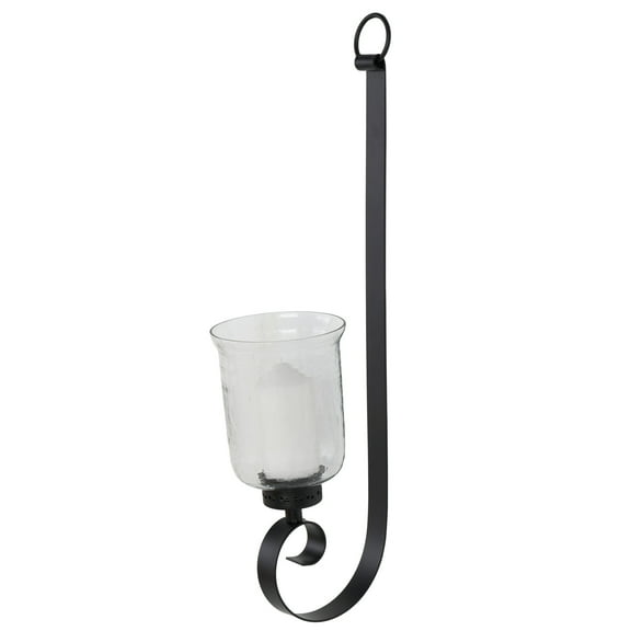 DecMode Black Metal Scroll Handmade Pillar Wall Sconce