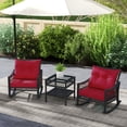thumbnail image 2 of Outsunny Ensemble de 3 Chaises Berçantes en Rotin PE, Chaise Berçante d'Extérieur, Rouge, 2 of 10