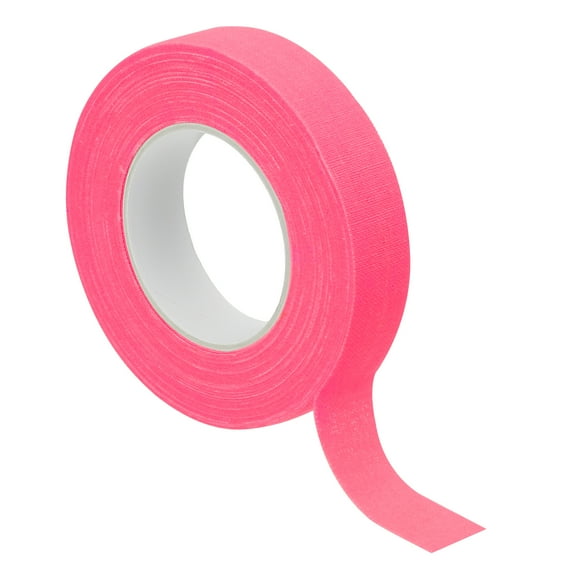 Uxcell 0.6 inch x 33 feet Neon Gaffer Cloth Tape, 1 Roll Fluorescent Adhesive Tape Black Light Glow Tape, Pink