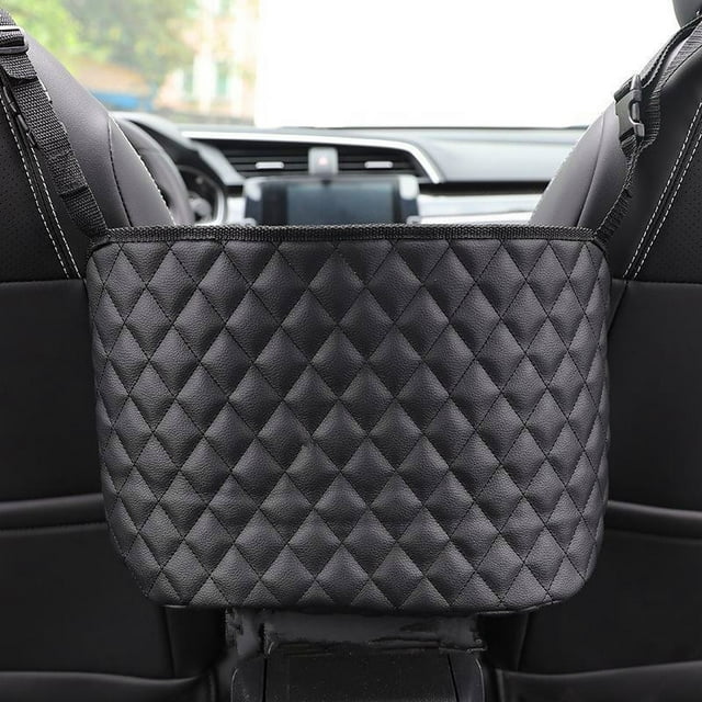 Soporte para bolso de coche, bolso de gran capacidad de malla organizadora de respaldo de asiento de cuero, (cuero-negro) ZefeiWu 8390606568656