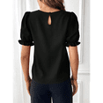 thumbnail image 4 of Blusa de de Corta , Elegante y con Cuello para Mujer, Blusa de Verano. Negro S, 4 of 8