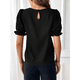 thumbnail image 4 of Blusa de de Corta , Elegante y con Cuello para Mujer, Blusa de Verano. Negro S, 4 of 8