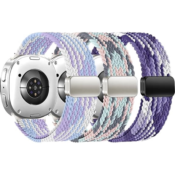 Magnetic Braided Watch Bands Compatible with Samsung Galaxy Watch 8 Band 40mm 44mm/Galaxy Watch 8 Classic 46mm, Adjustable Stretchy Soft Nylon Sport Loop Strap for Women Men